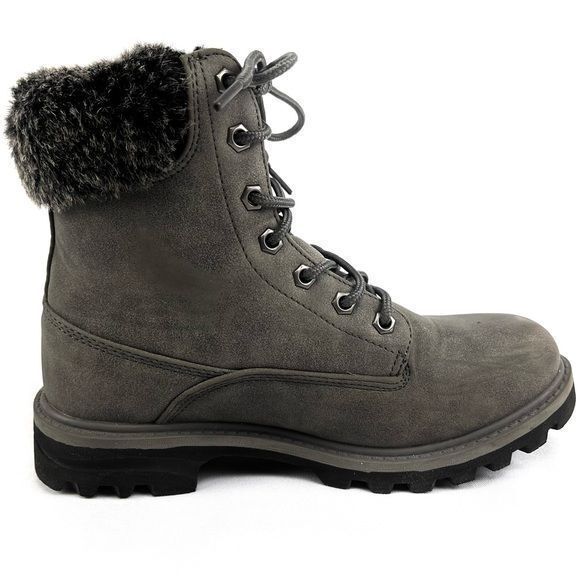 Lugz Empire Hi Fur Lace Up Boot Charcoal‎ Black Womens Size